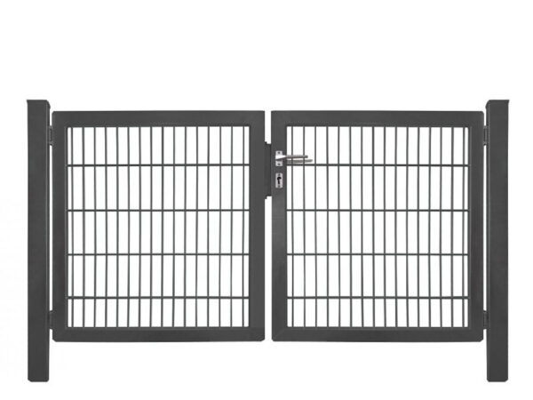 Doppelstabmatten-Drehtor 8/6/8 duo vario – Zweiflügeliges Zauntor mit asymmetrischen Flügelbreiten
