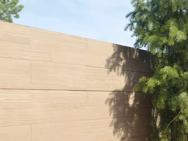 Betonzaun Motivplatte Timber mit Holzstruktur in grau