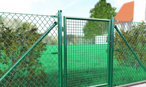 Pforte für Maschendrahtzaun einflügelig grün mit Gitterfüllung 50 x 50 mm