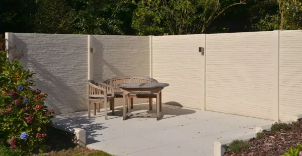 Klassik-Betonzaunmotivplatte Toscana in mediterraner Steinoptik grau