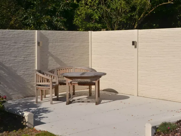 Klassik-Betonzaunmotivplatte Toscana in mediterraner Steinoptik grau