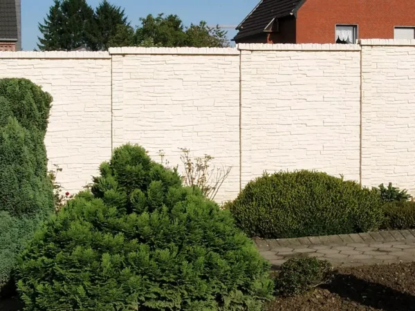 Betonzaun Motivplatte Nostalgie, beidseitige Steinstruktur, System Mediterran