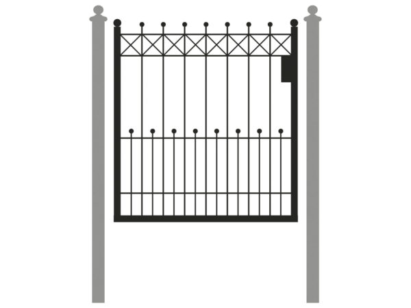 Schmuckpforte Glücksburg – Gartenpforte mit Kreuzornament und Kugelabschluss