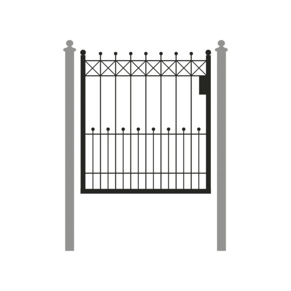 Schmuckpforte Glücksburg – Gartenpforte mit Kreuzornament und Kugelabschluss