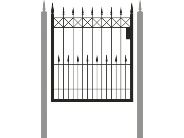 Schmuckpforte Gettorf – Eingangspforte mit Kreuzornament und Spitzenabschluss