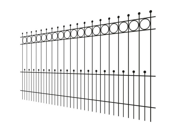 Schmuckzaun Eutin – Gartenzaun mit Kreisornament und Alu-Kugelabschluss