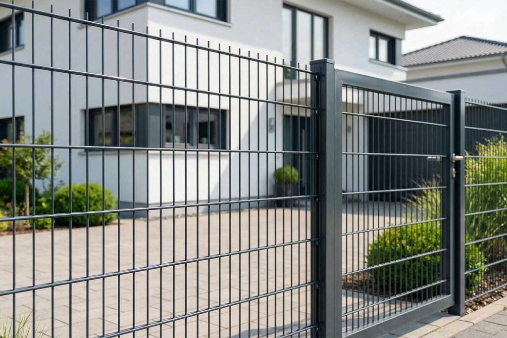 Doppelstabmattenzaun kaufen mit Drehtor einflügelig - Für Grundtsücksinhaber mit Anspruch